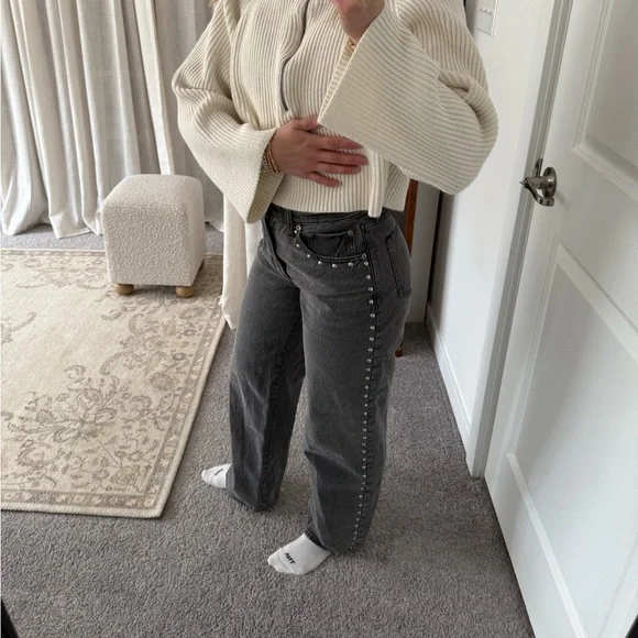 Abercrombie Loose HR Gray Women's Jeans - Picture 2 of 3